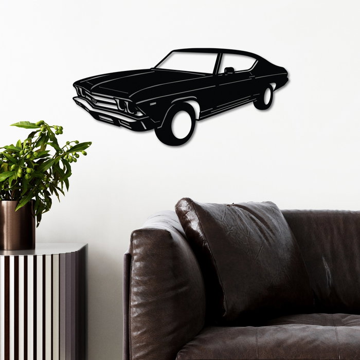 Wallity Chevrolet Chevelle SS 1969 Malibu Escultura de pared de metal